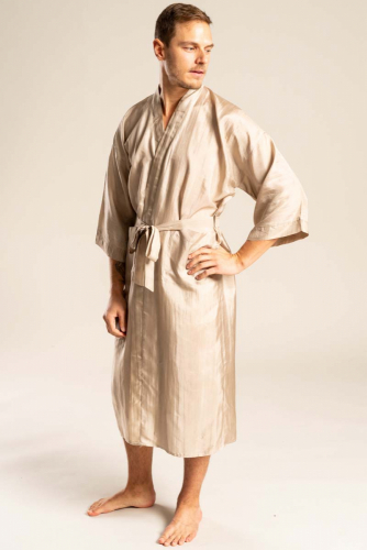 Silke Kimono, 10 momme, mand, sand i gruppen Silketøj / Silkekimono hos Sleep in Silk (herrsand3d)