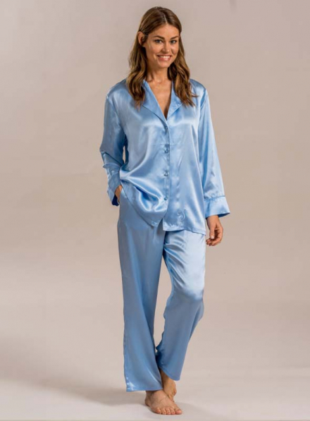 Victoria silkepyjamas, blå
